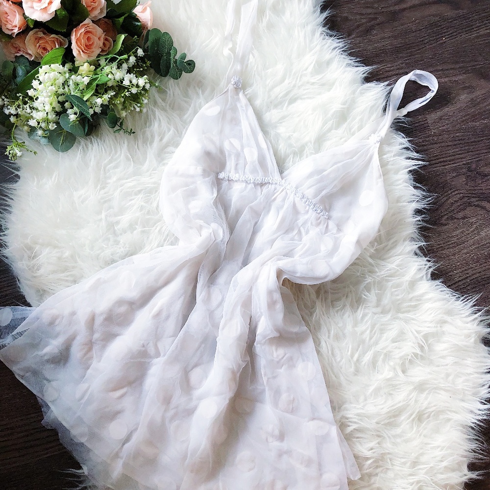 VINTAGE SATIN POLKA DOT SLIP DRESS